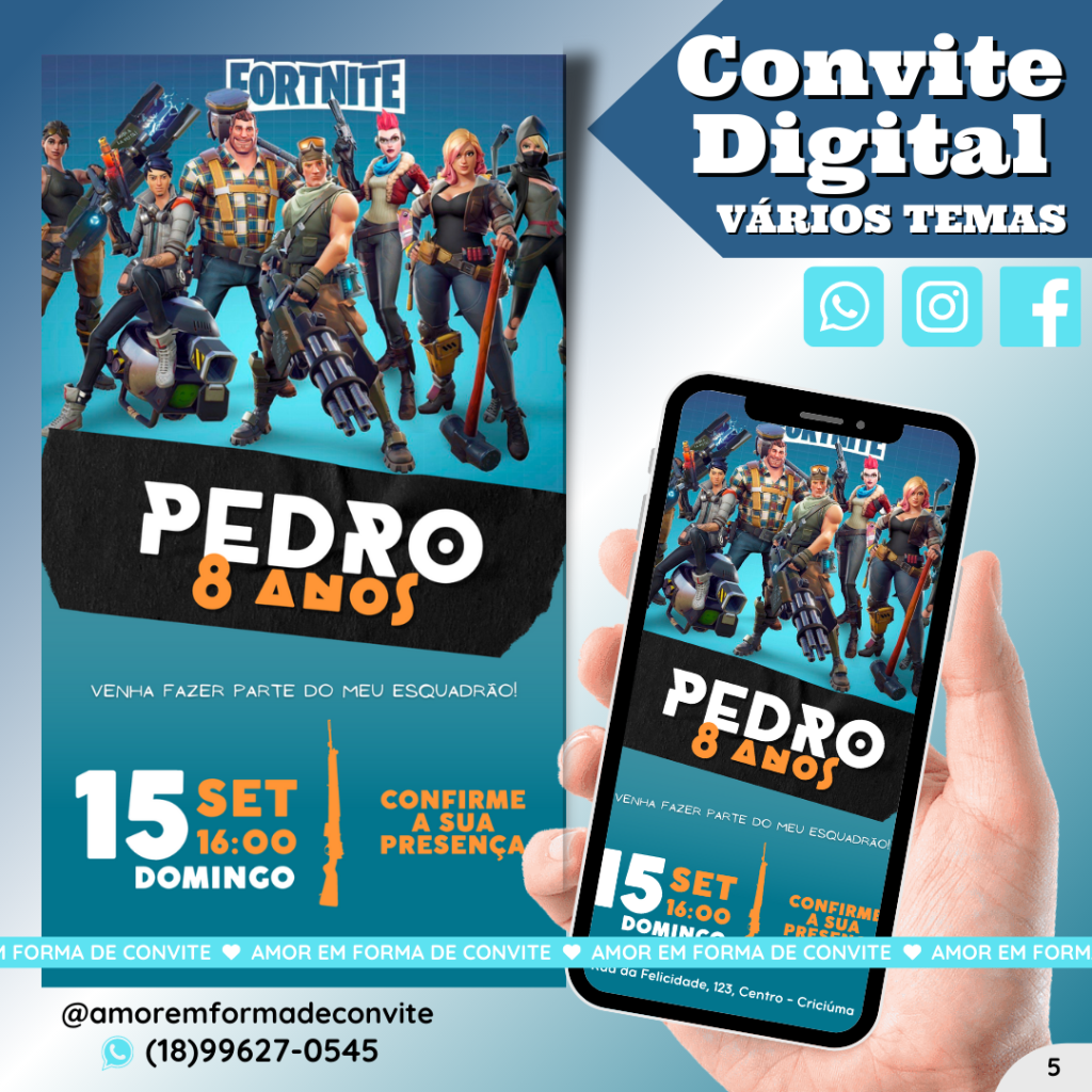 Convite Digital Infantil - Fortnite - 5
