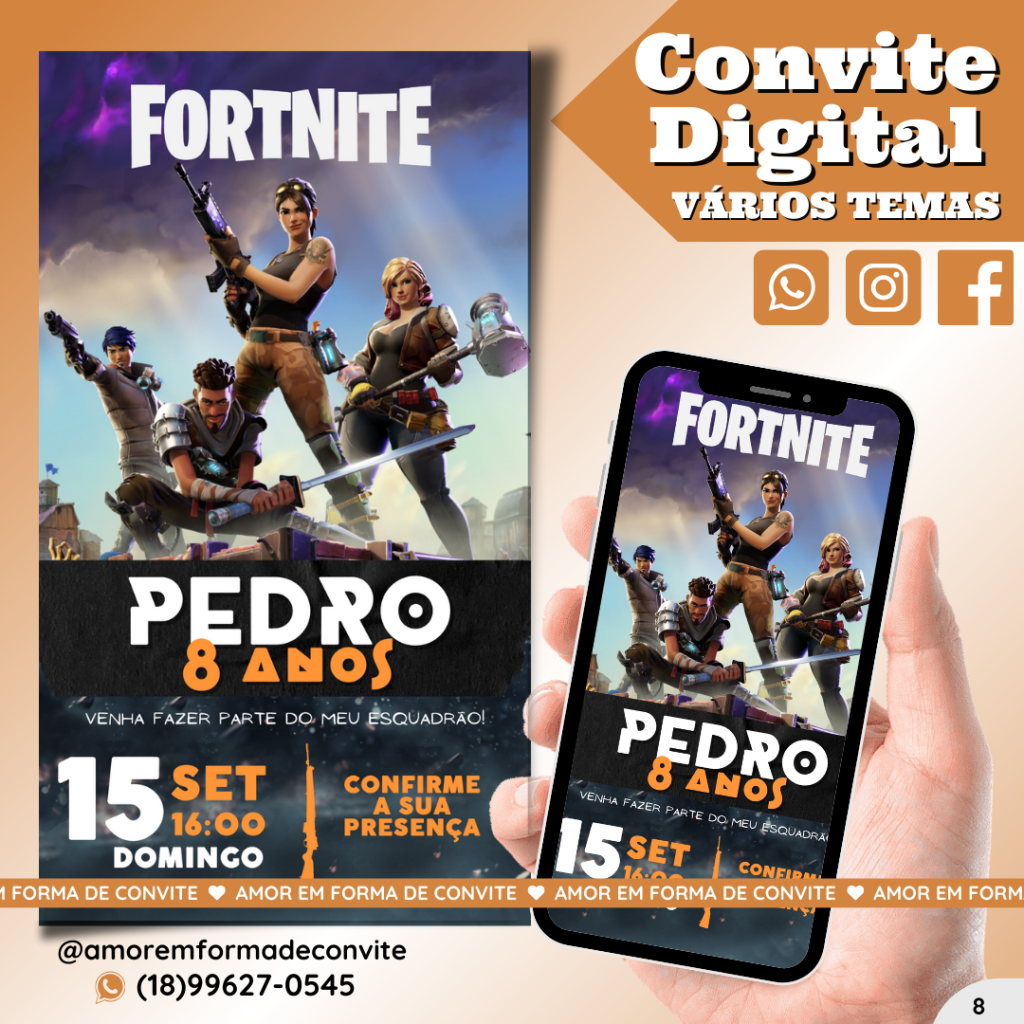 Convite Digital Infantil - Fortnite - 8