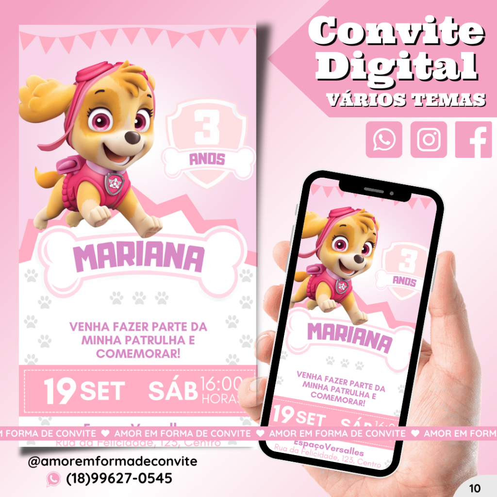 Convite Digital Infantil - Patrulha Canina - 10