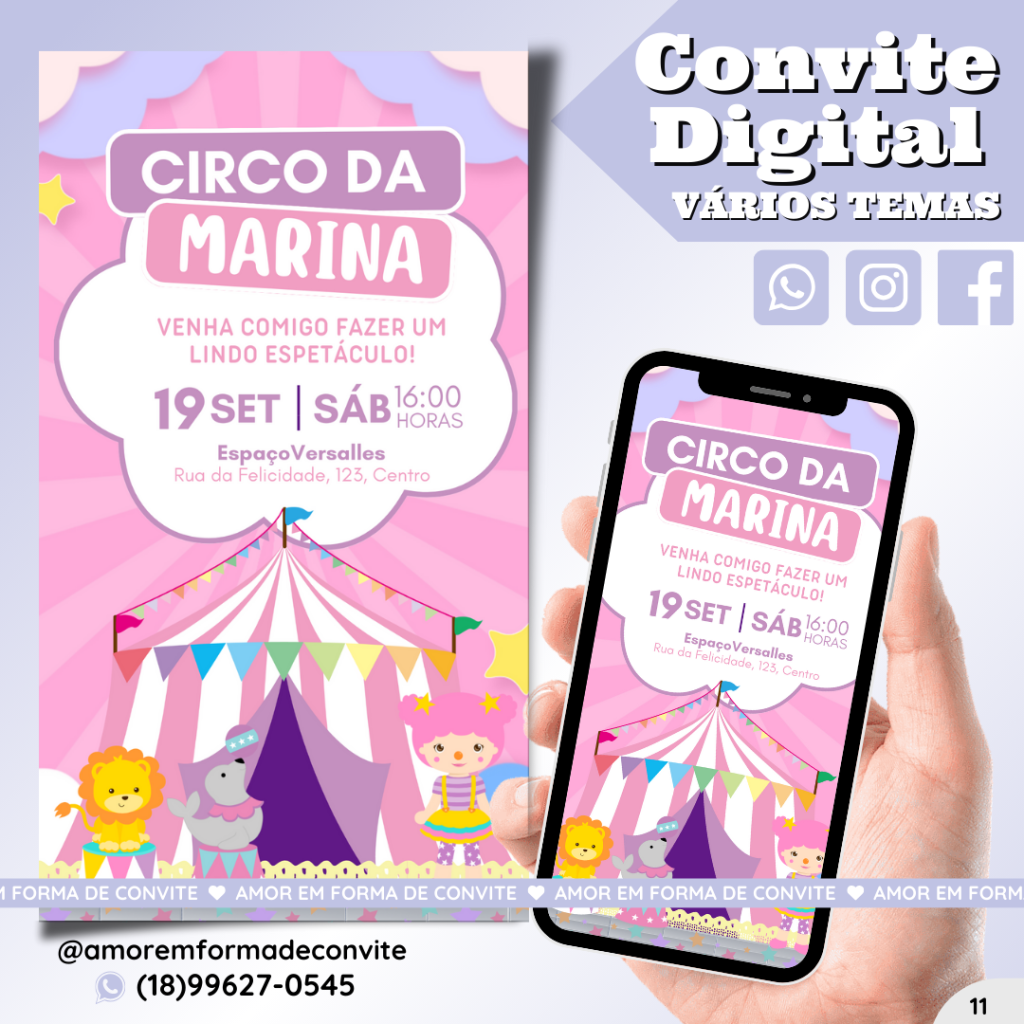 Convite Digital Infantil - Circo - 11