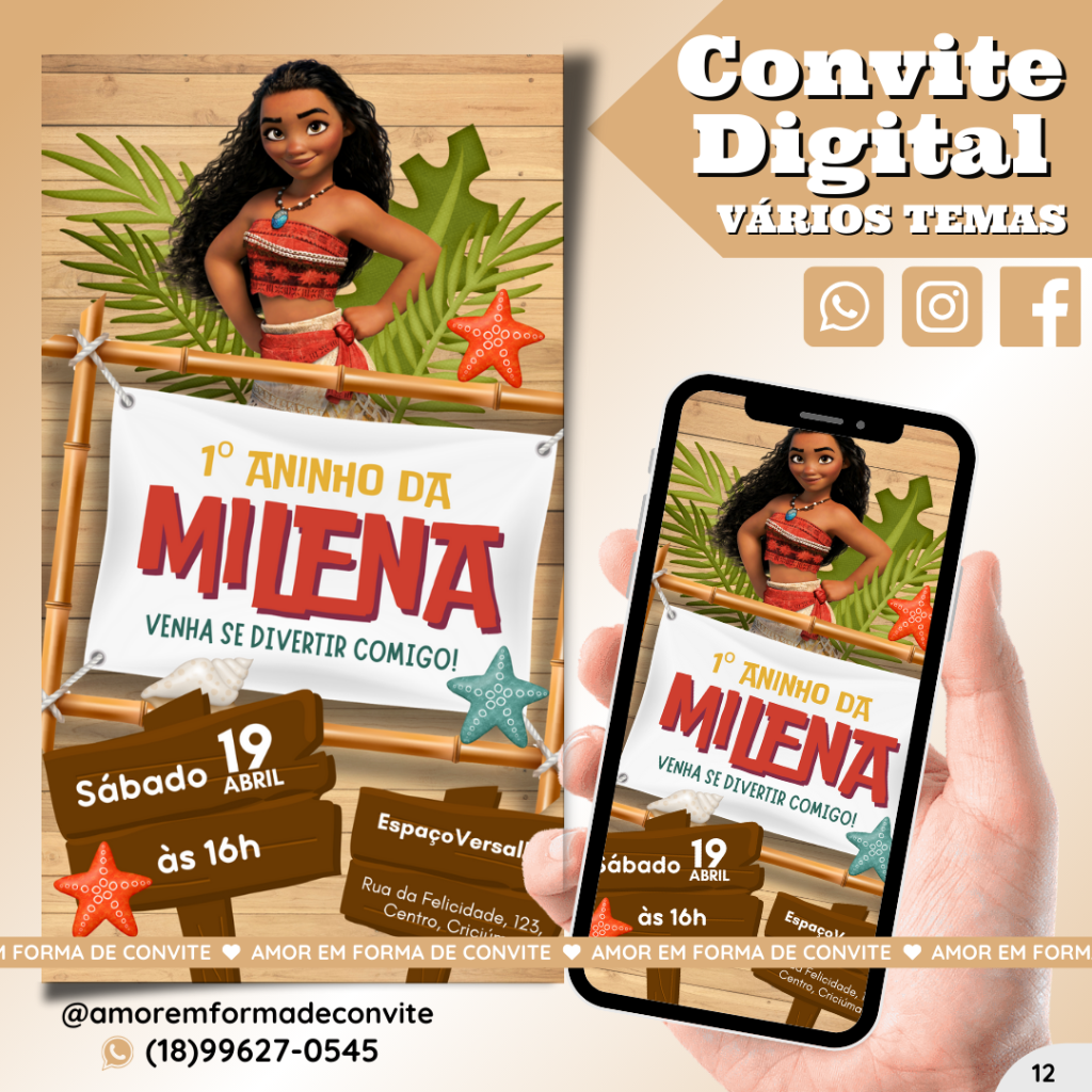 Convite Digital Infantil - Moana - 12
