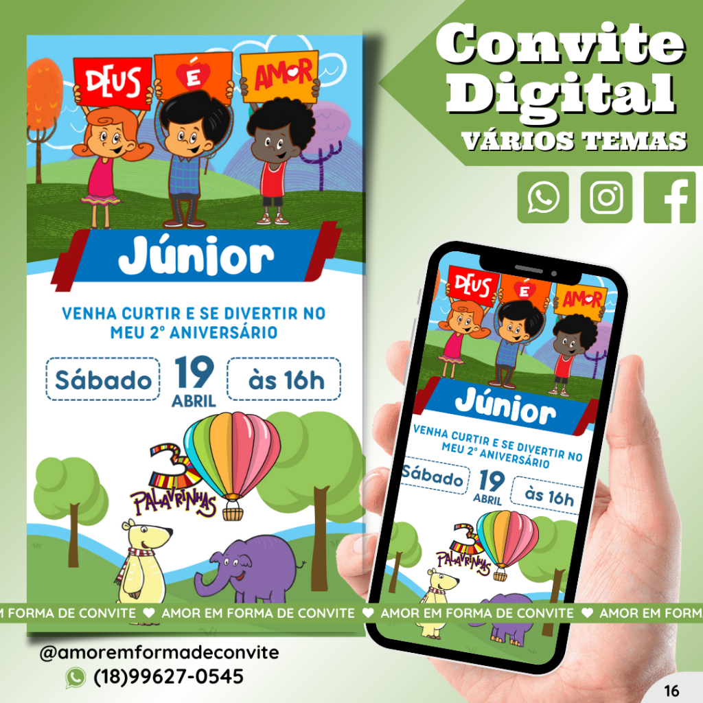 Convite Digital Infantil - 3 Palavrinhas - 16