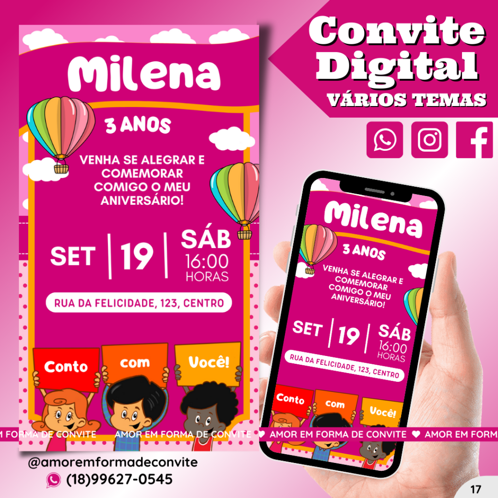 Convite Digital Infantil - 3 Palavrinhas - 17