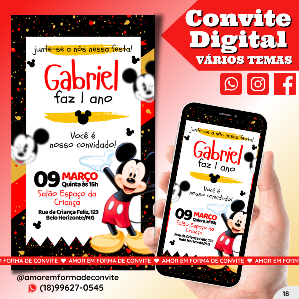 Convite Digital Infantil - Mickey - 18