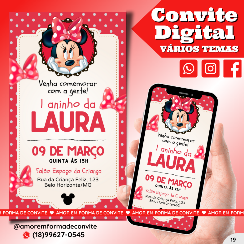 Convite Digital Infantil - Minnie - 19