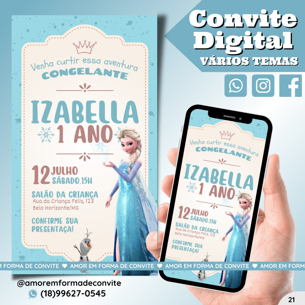 Convite Digital Infantil - Frozen - 21