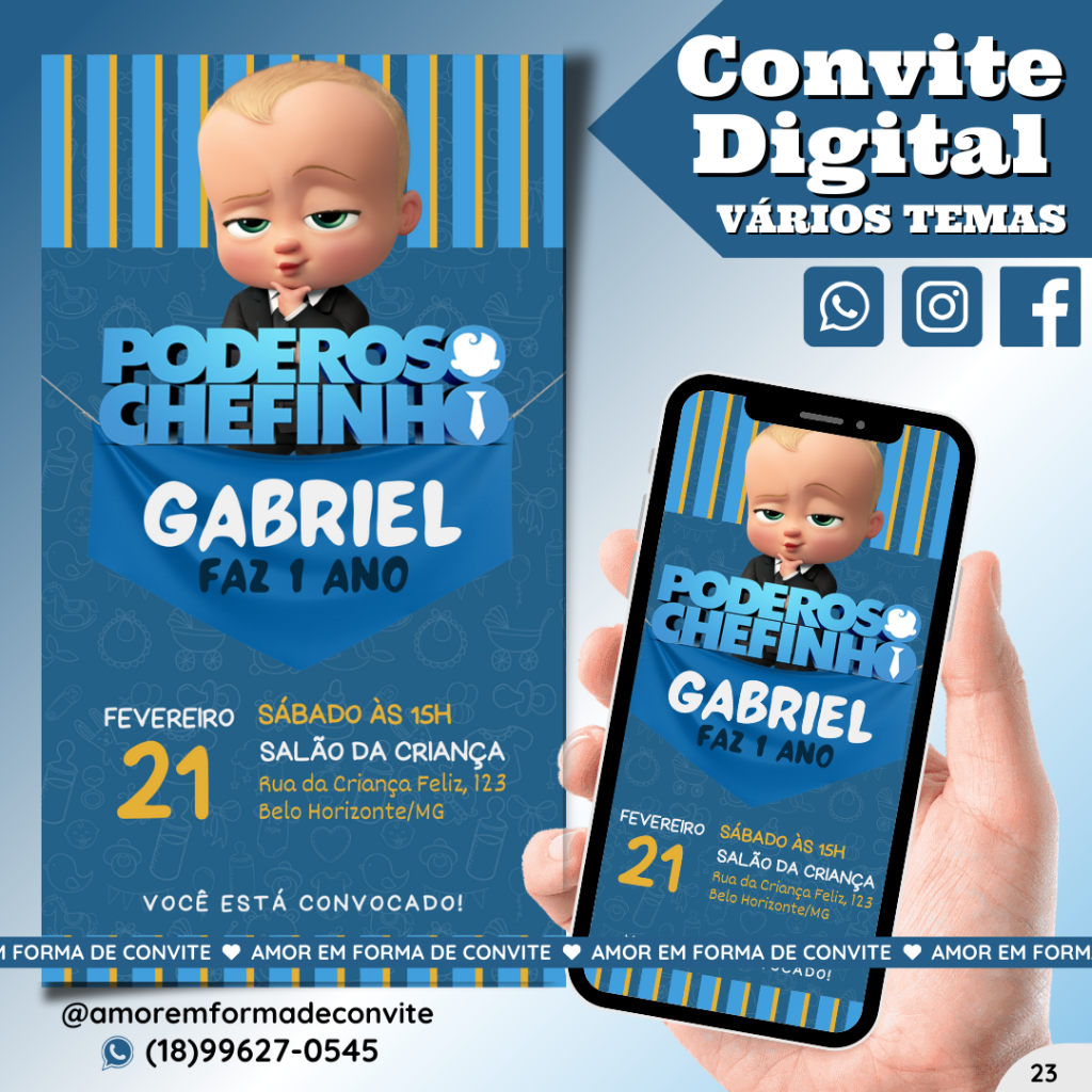 Convite Digital Infantil - Poderoso Chefinho - 23