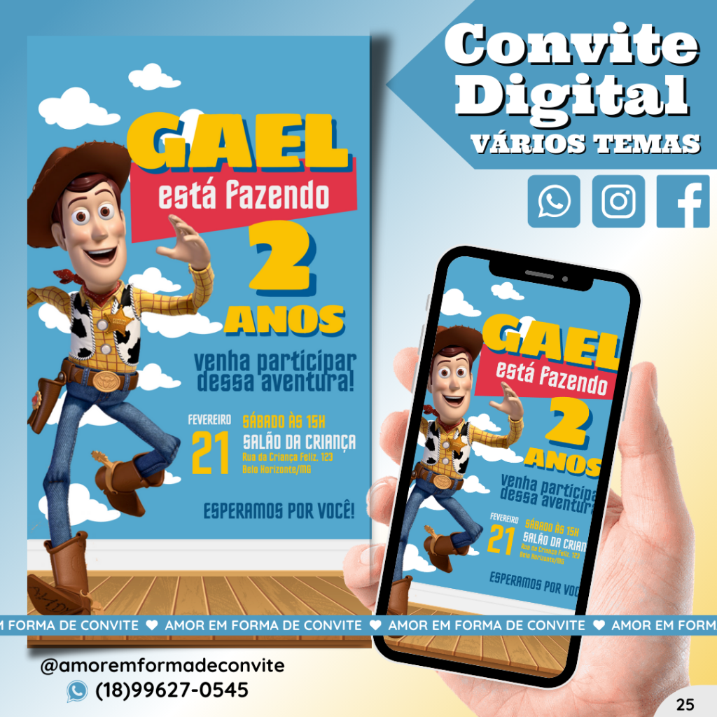 Convite Digital Infantil - Toy Story - 25