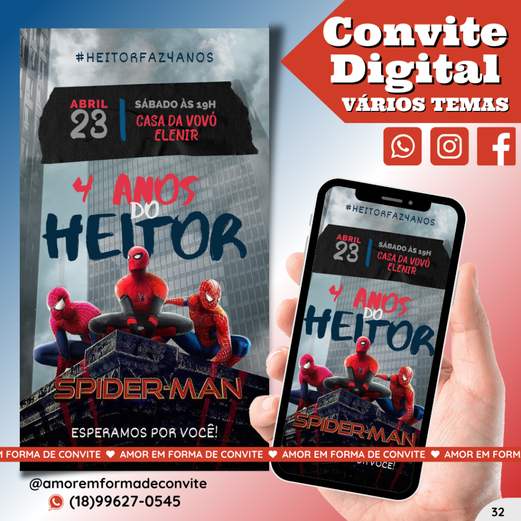 Convite Digital Infantil - Homem Aranha - 32