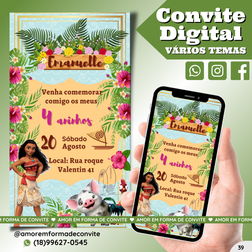 Convite Digital Infantil - Moana - 39
