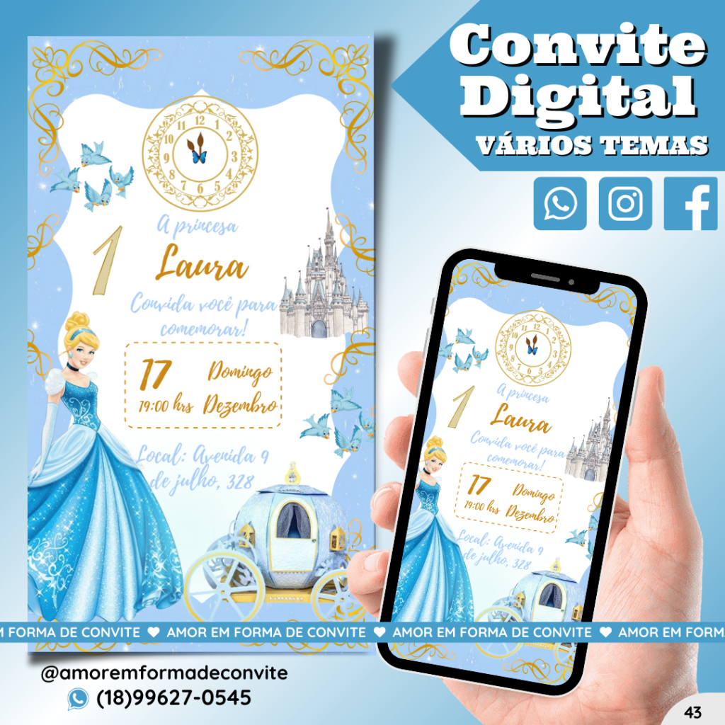 Convite Digital Infantil - Princesa - 43