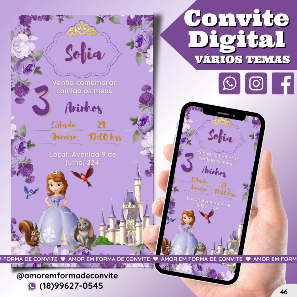 Convite Digital Infantil - Princesa Sofia - 46