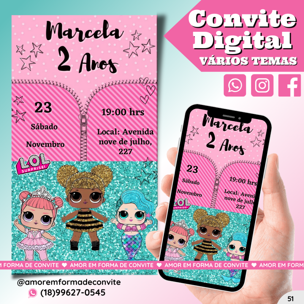 Convite Digital Infantil - Lol - 51