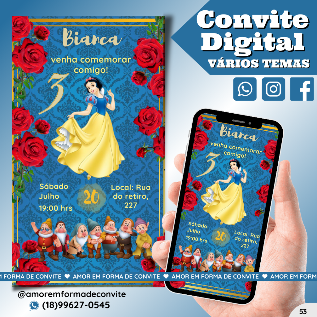 Convite DIgital Infantil - Branca de Neve - 53