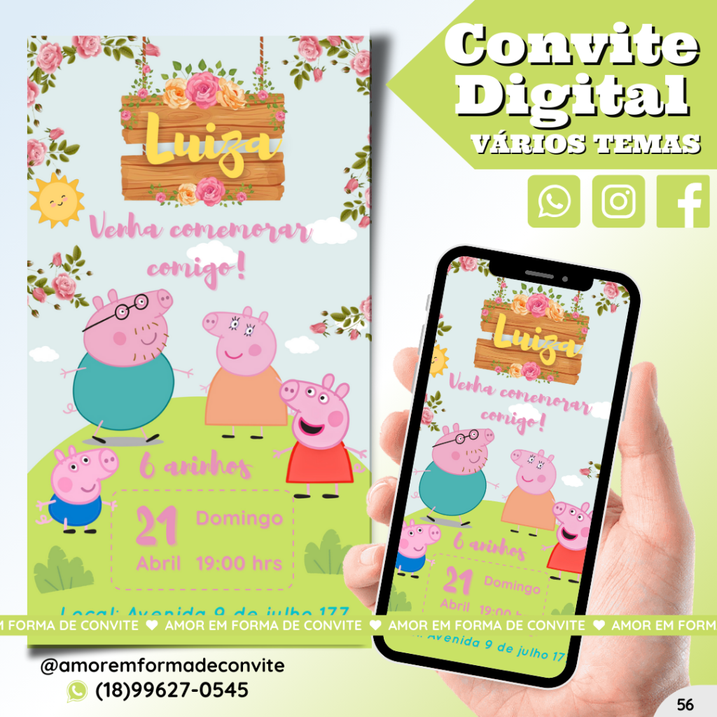 Convite Digital Infantil - Peppa Pig - 56