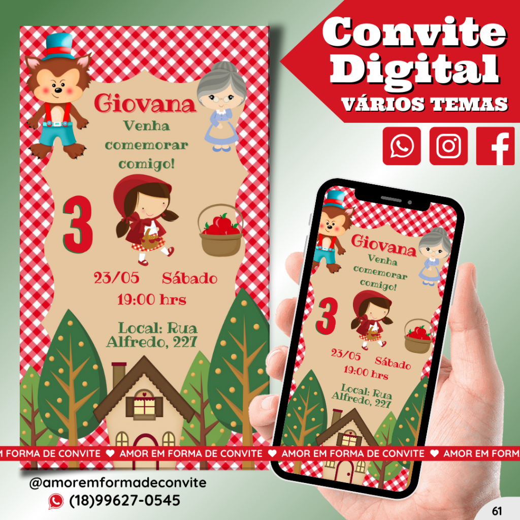 Convite Digital Infantil - Chapéuzinho - 61