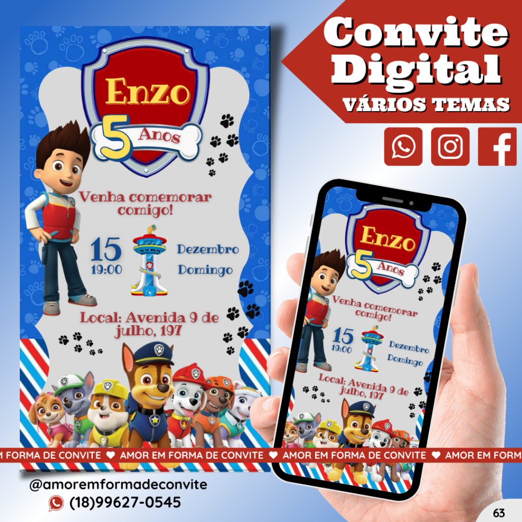 Convite Digital Infantil - Patrulha Canina - 63