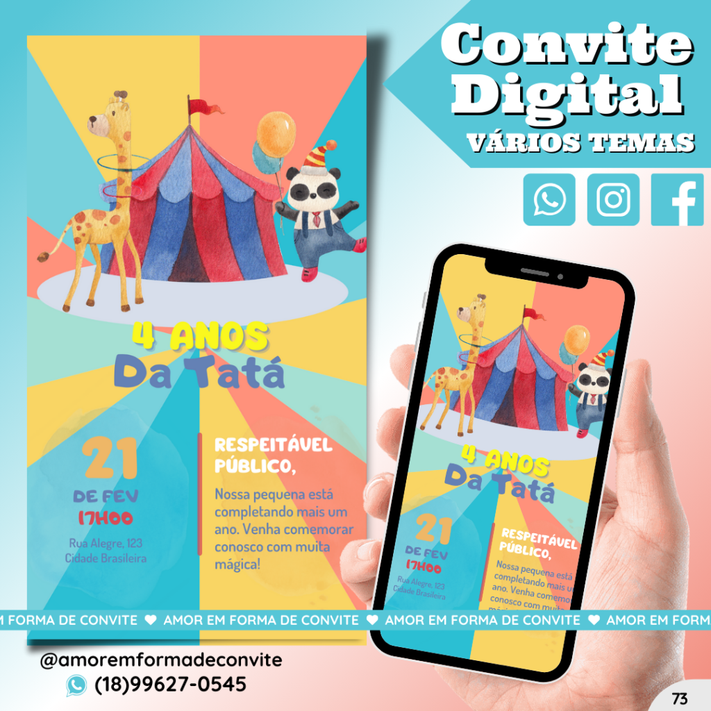Convite Digital Infantil - Circo - 73