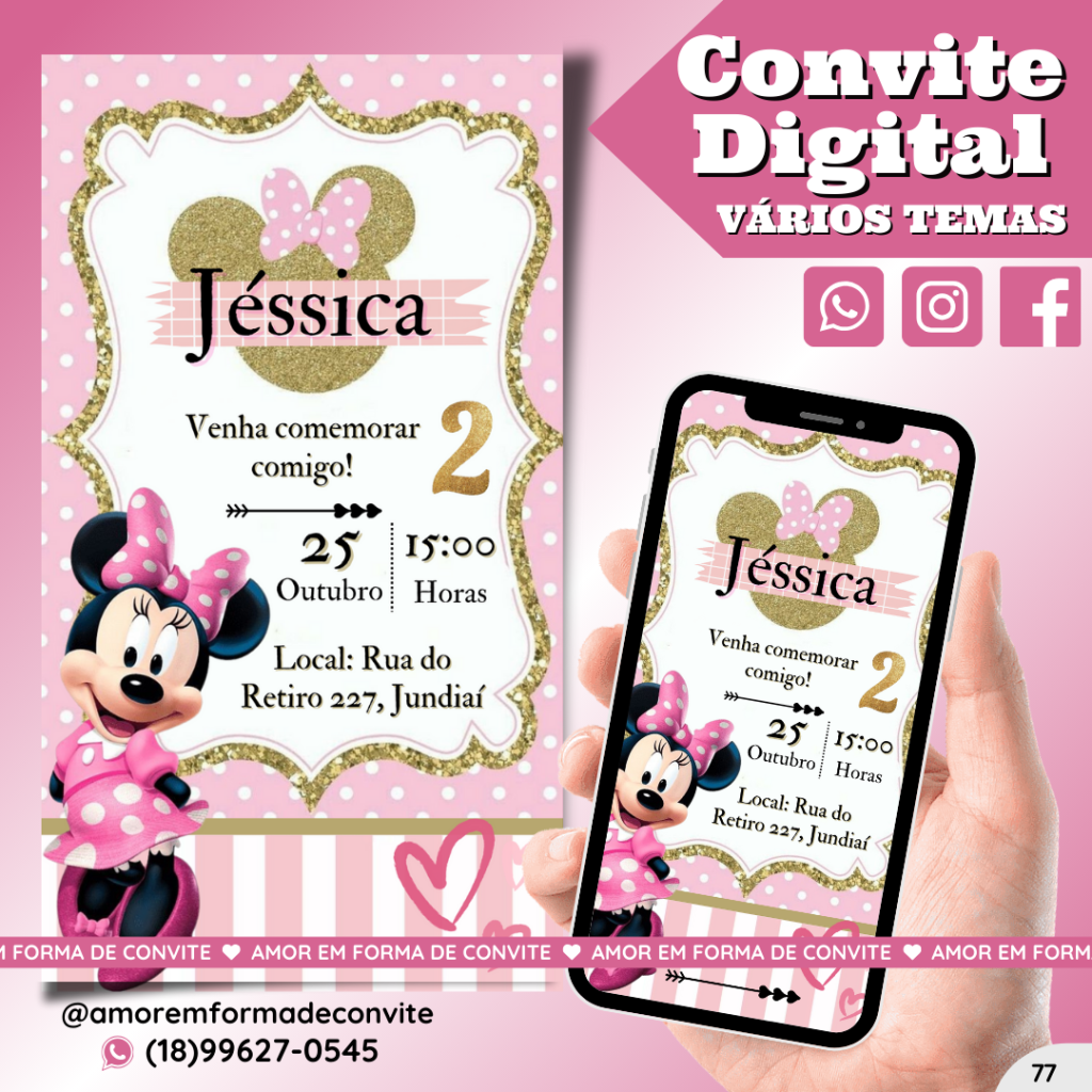 Convite Digital Infantil - Minnie - 77