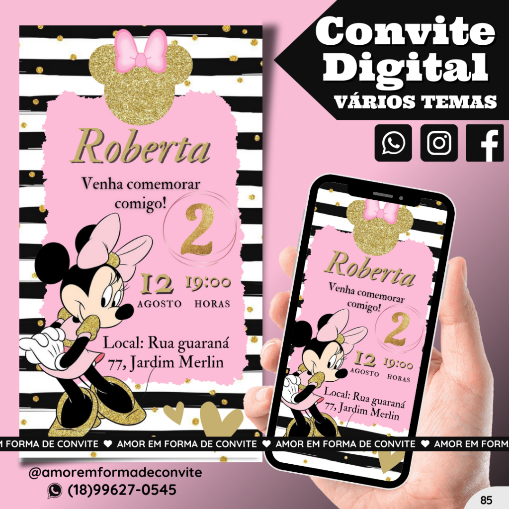 Convite Digital Infantil - Minnie - 85