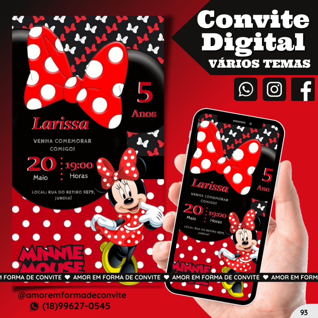 Convite Digital Infantil - Minnie - 93