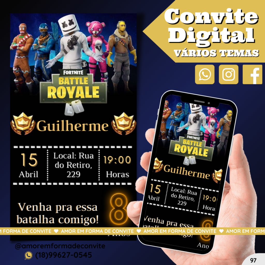 Convite Digital Infantil - Fortnite - 97
