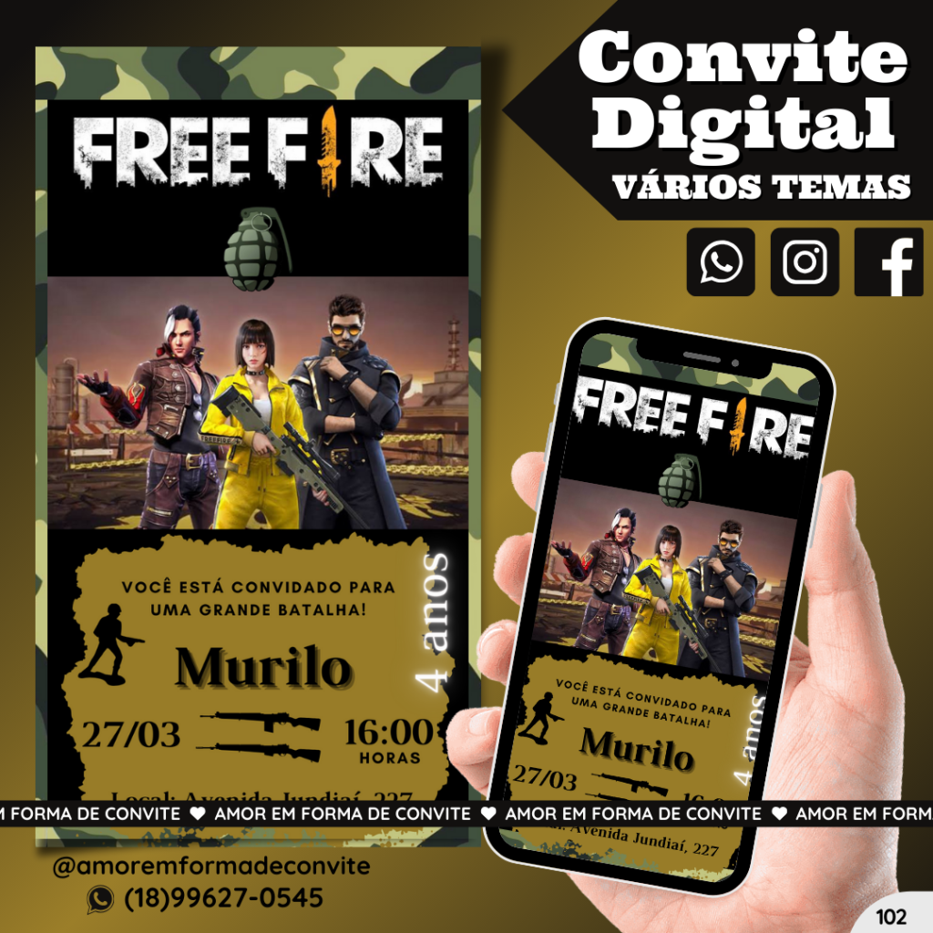 Convite Digital Infantil - Freefire - 102