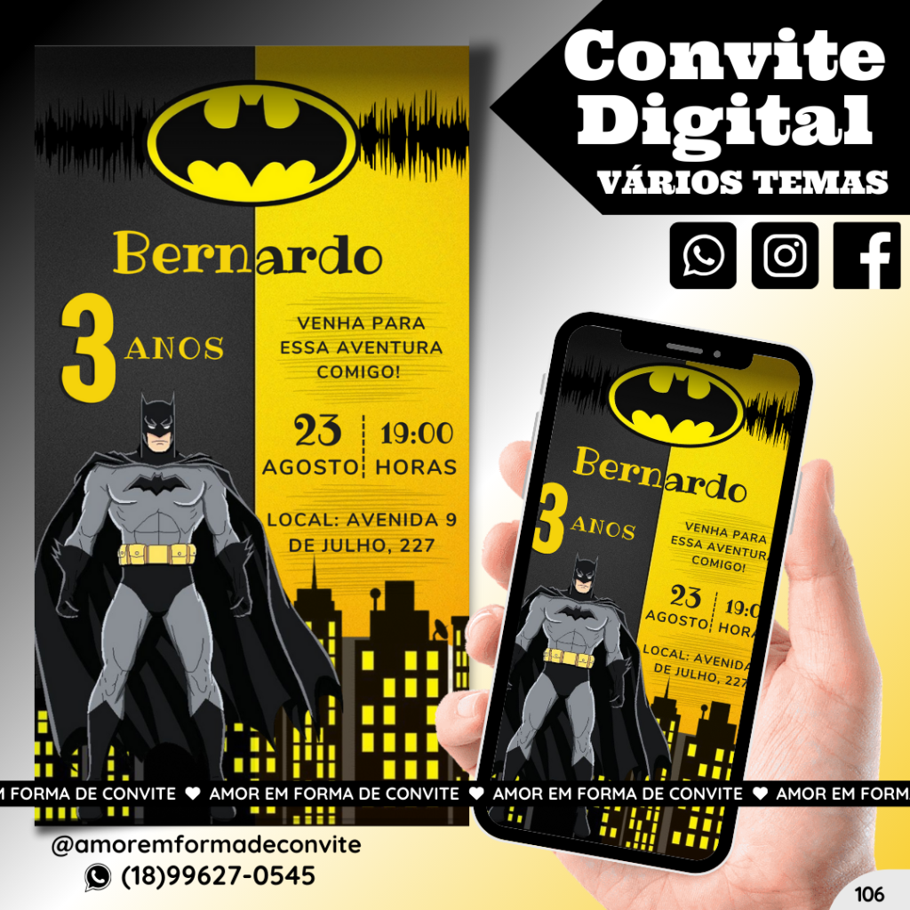 Convite Digital infantil - Batman - 106