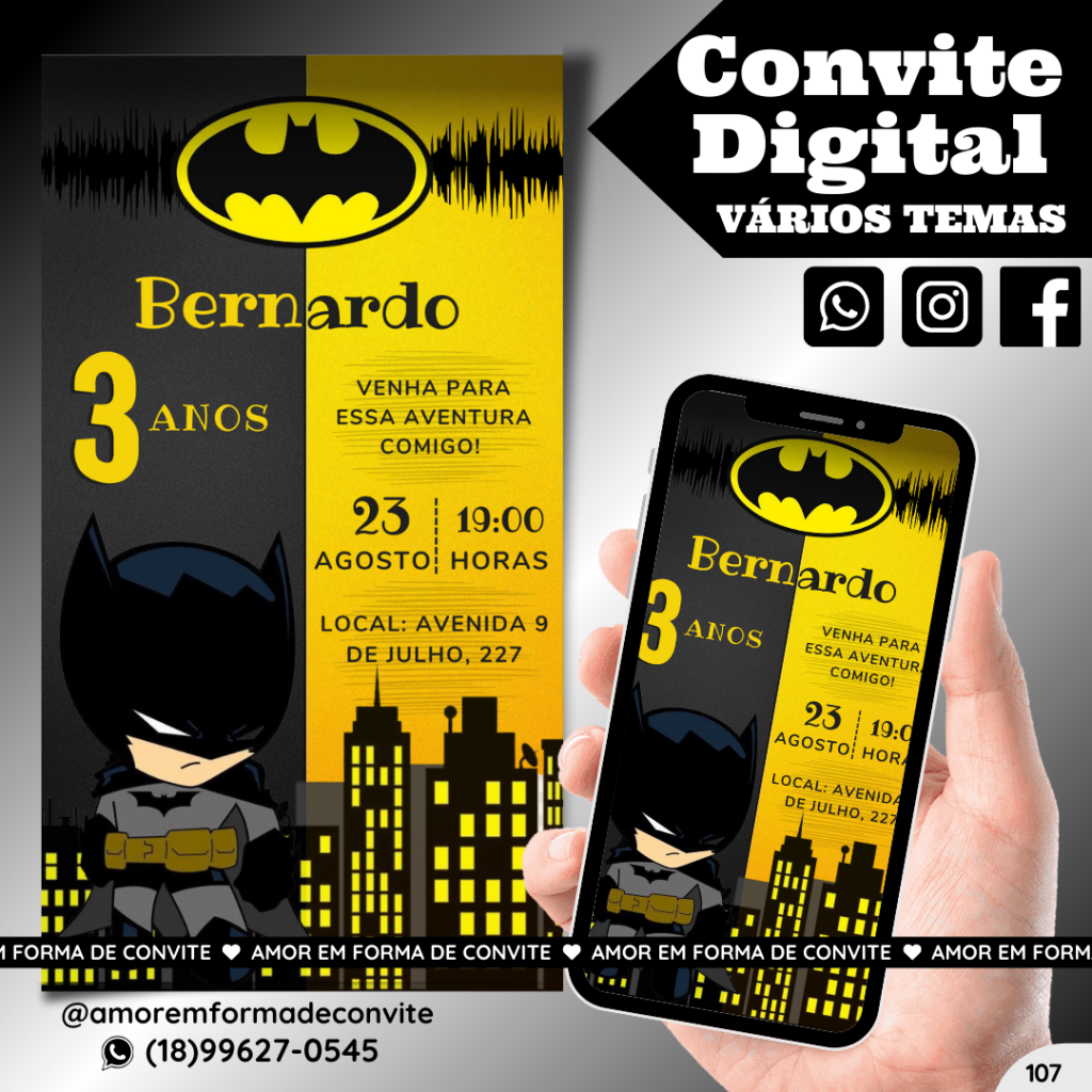Convite Digital infantil - Batman Baby - 107