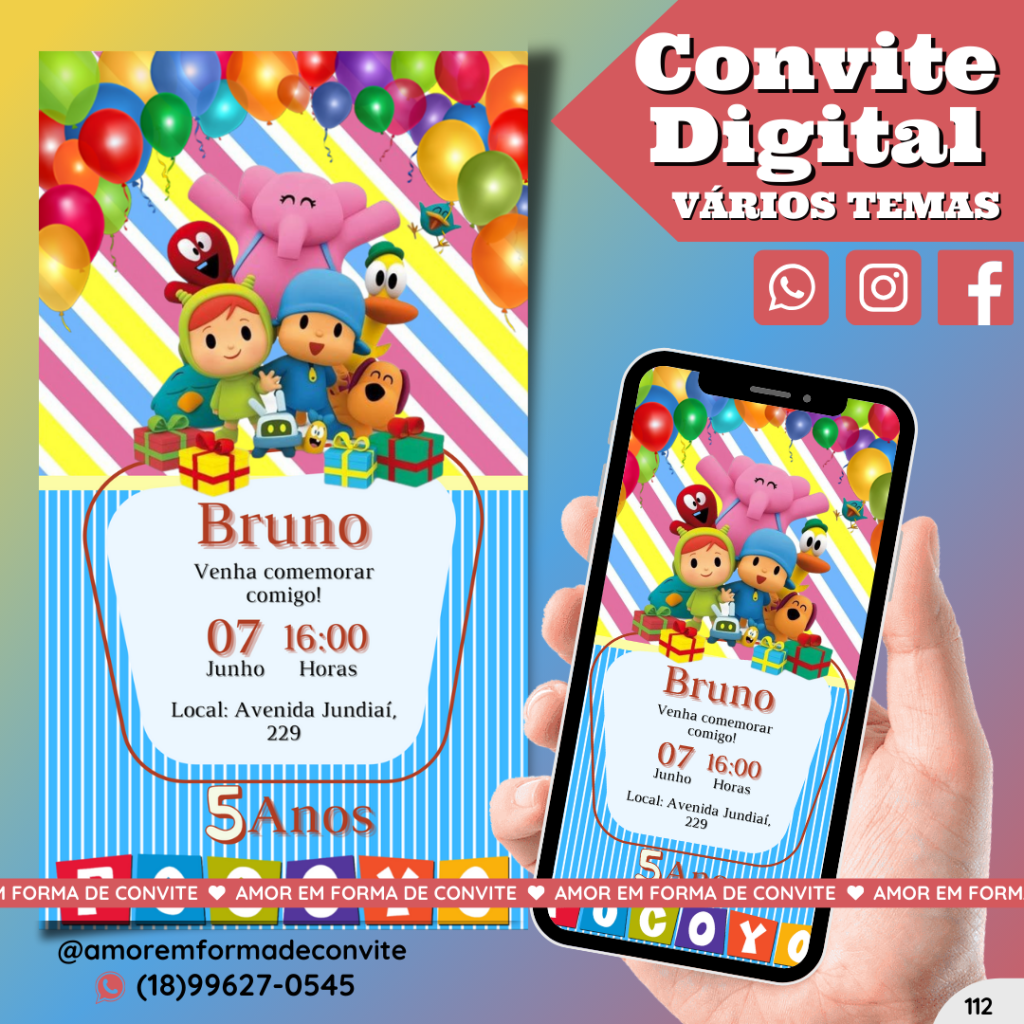 Convite Digital Infantil - Pocoyo - 112