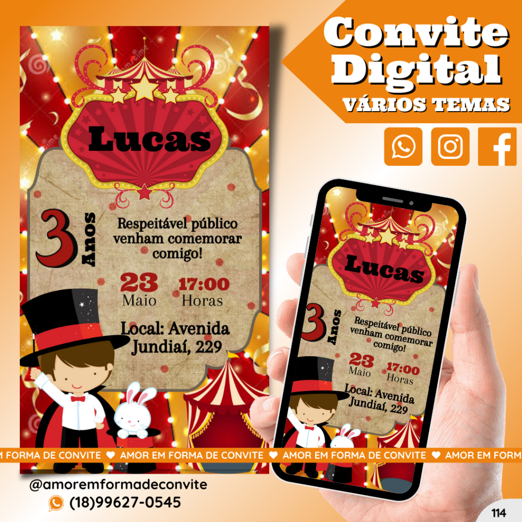 Convite Digital Infantil - Circo Mágico - 114