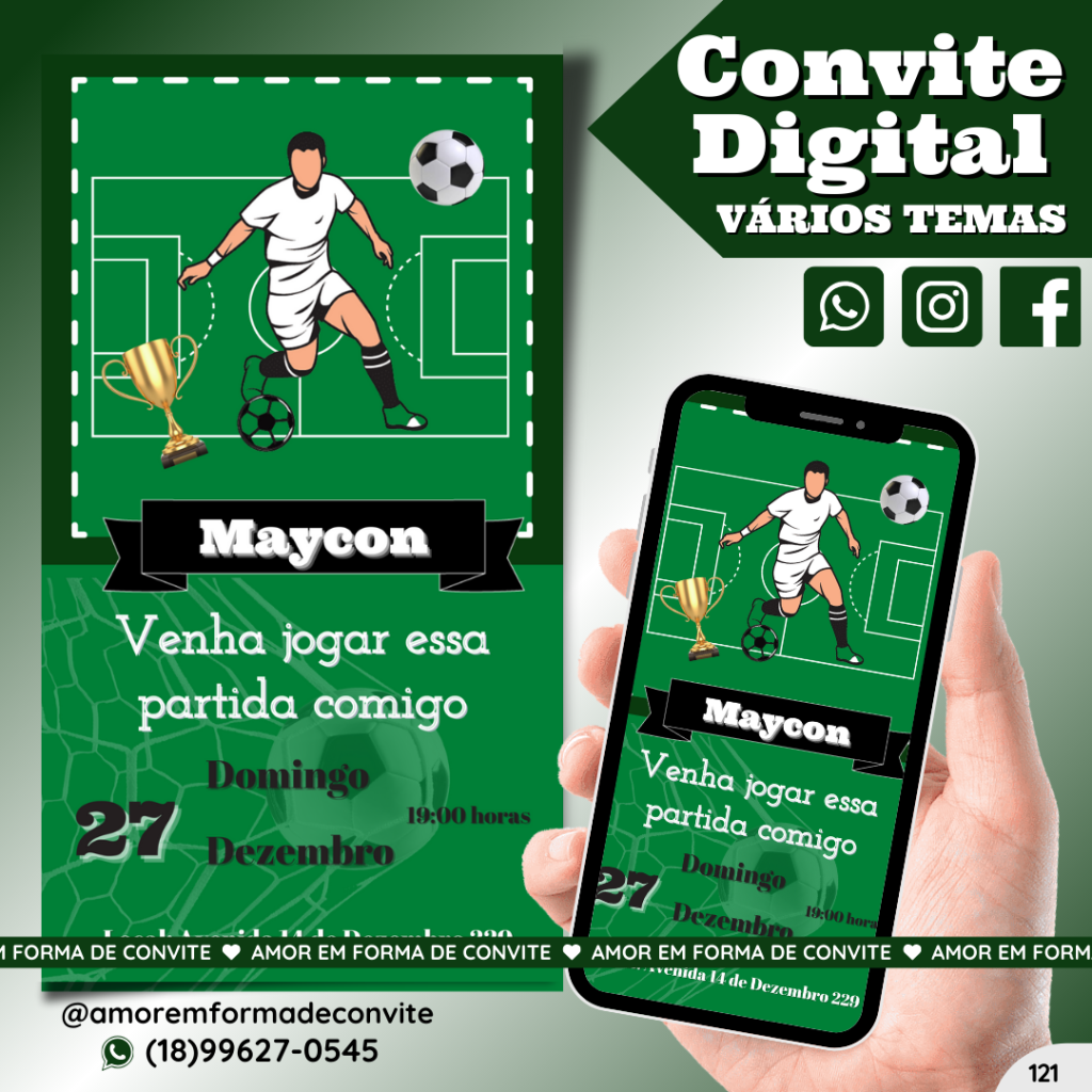 Convite Digital Infantil - Futebol - 121