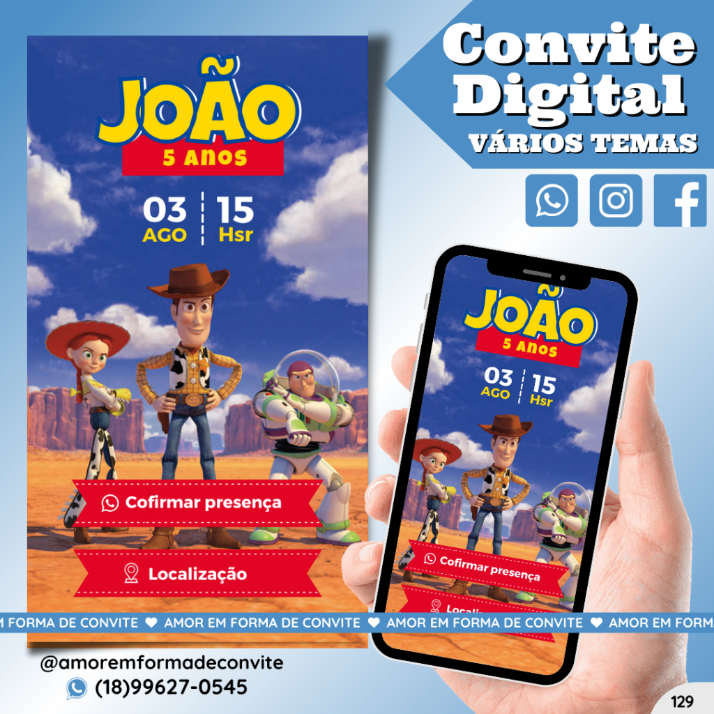 Convite Digital Infantil - Toy Story - 129