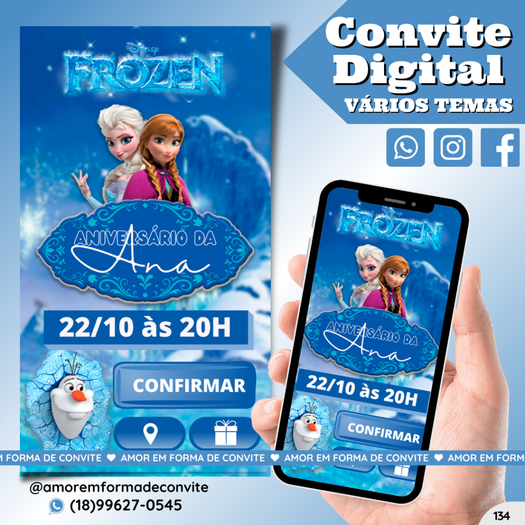 Convite Digital Infantil - Frozen - 134