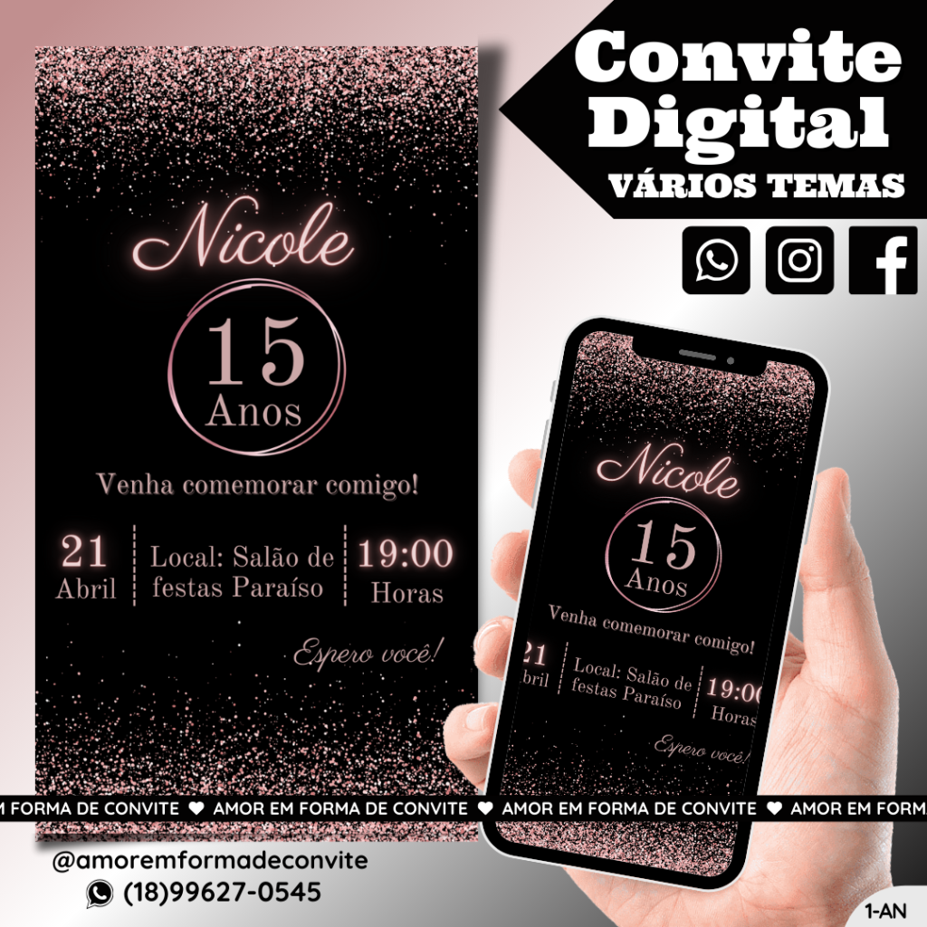 Convite Digital Aniversário - 15 anos - 1-AN