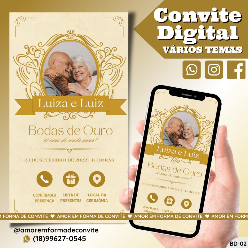 Convite Digital Bodas - Bodas de Ouro - BD-02