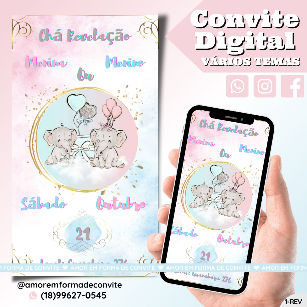 Convite Digital Chá - Chá Revelação - 1-CHA