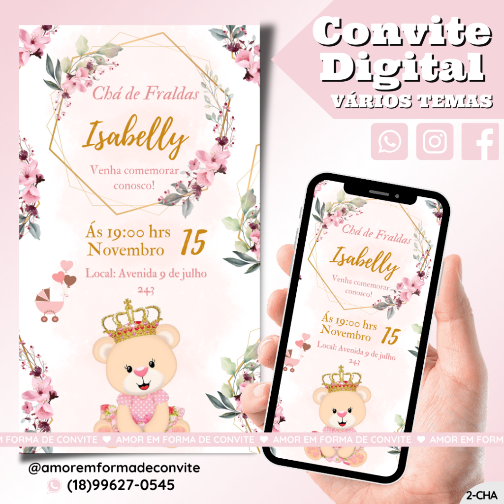 Convite Digital Chá - Chá de Fraldas - 2-CHA