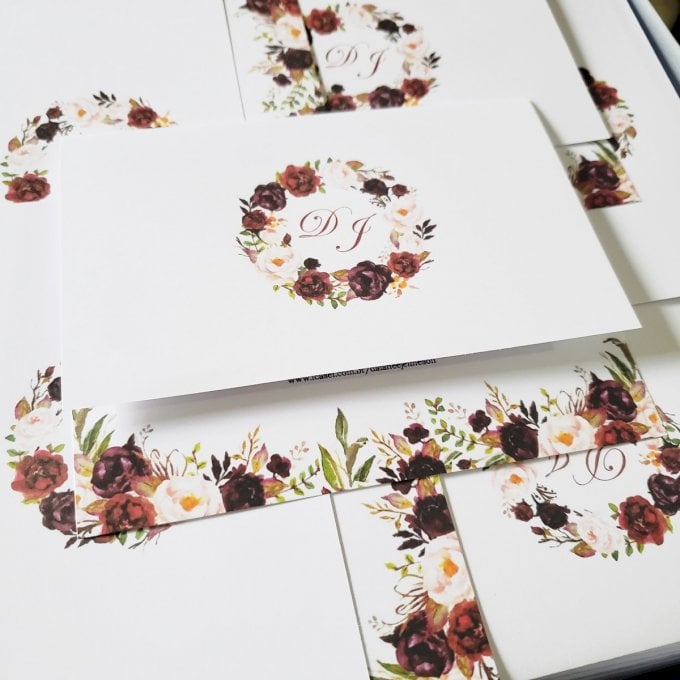 Convite de Casamento (Mini - 04) Floral Marsala 