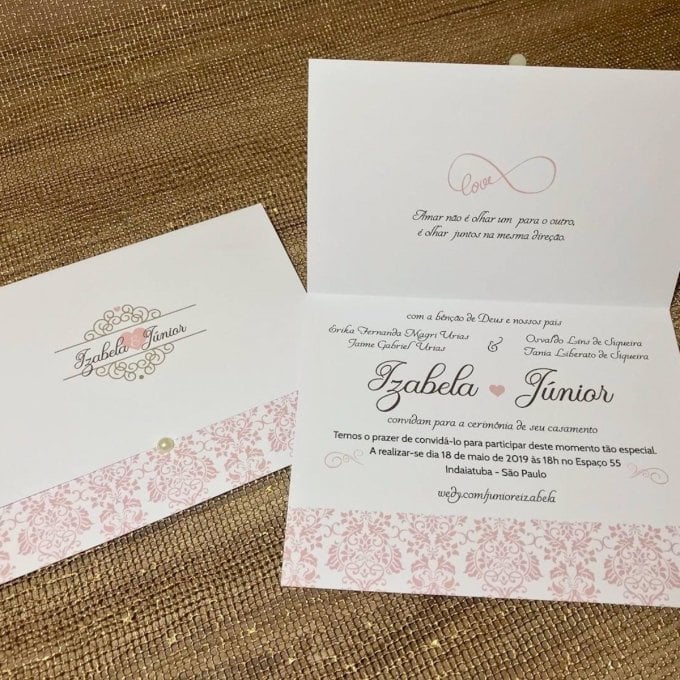 Convite de Casamento (Mini - 05) Arabesco Rose