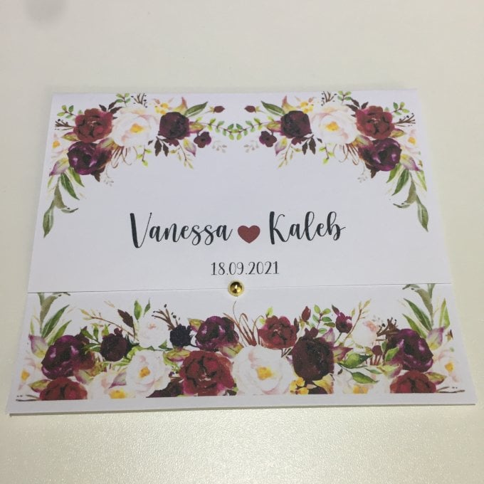 Convite de Casamento (Mini - 09) Floral Marsala