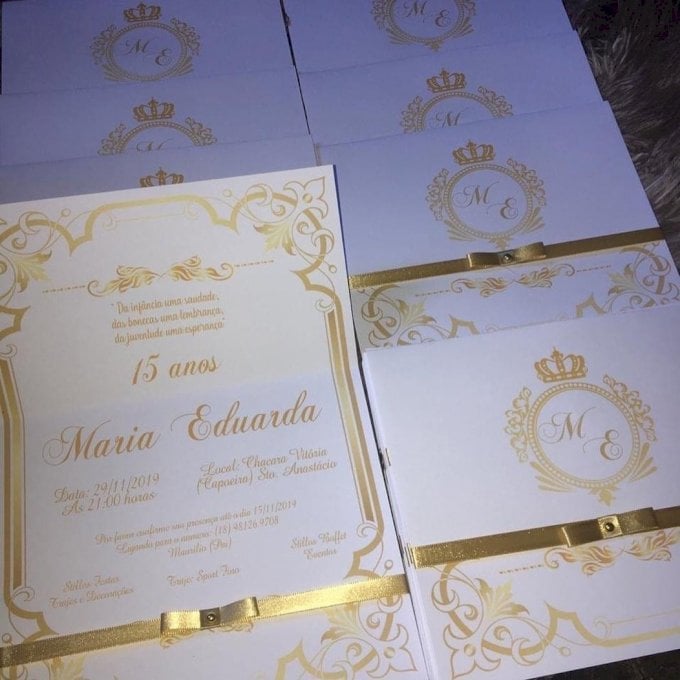 Convite para 15 Anos (A4 15anos - 03) Arabesco Dourado