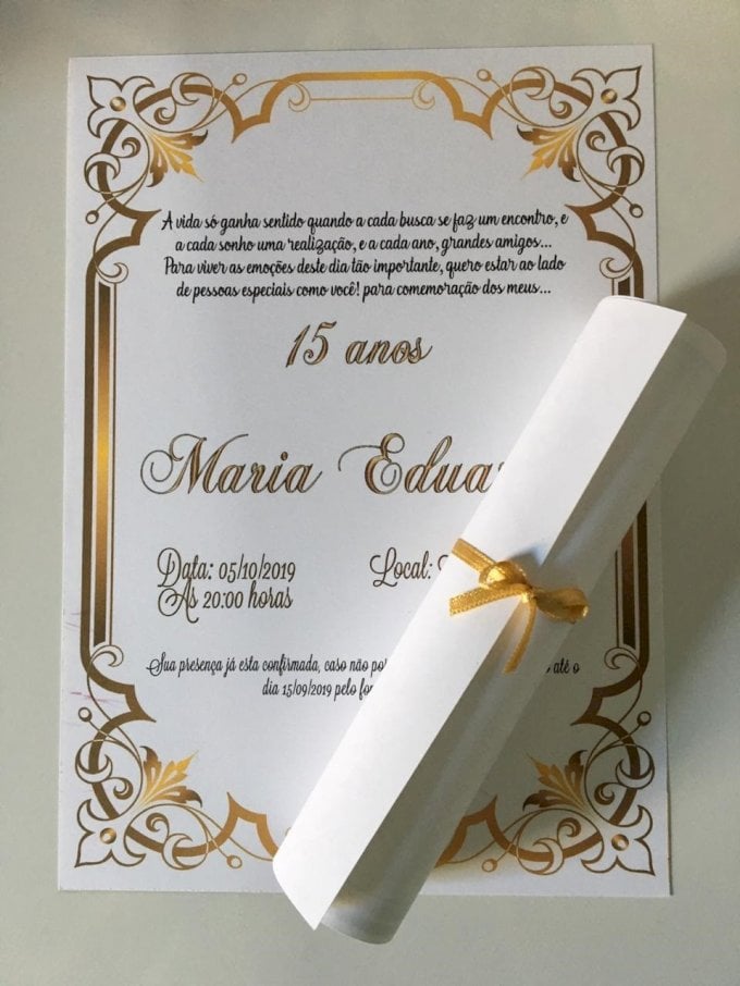 Convite para 15 Anos (A4 15anos - 02) Arabesco Dourado