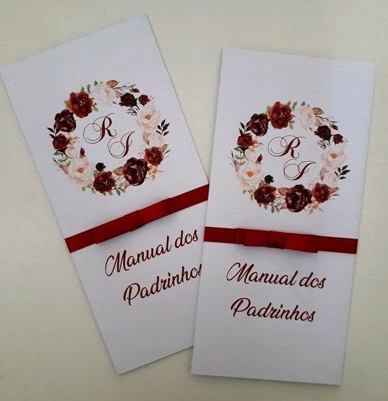 Manual dos Padrinhos livreto (Manual L - 03) Marsala Floral 