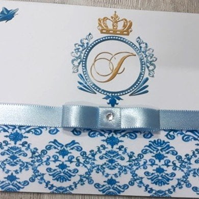 Convite para 15 Anos (A4 15anos - 08) Arabesco Azul