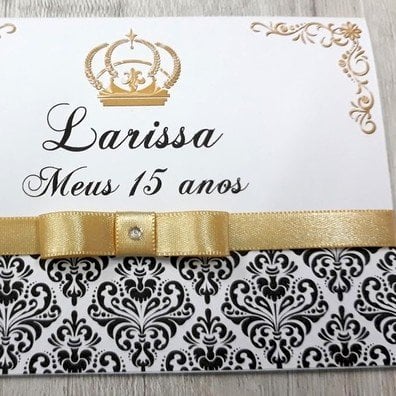 Convite para 15 Anos (A4 15anos - 09) Arabesco Preto e Dourado