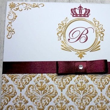 Convite para 15 Anos (A4 15anos - 13) Arabesco Dourado e marsala