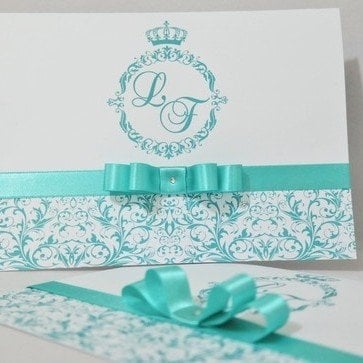 Convite para 15 Anos (A4 15anos - 14) Arabesco Verde Tiffany