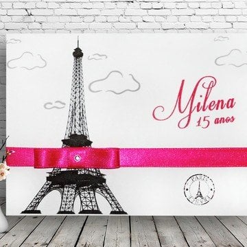 Convite para 15 Anos (A4 15anos - 18) Rose Tema Paris