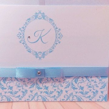 Convite para 15 Anos (A4 15anos - 23) Arabesco Azul Brasão Tiffany